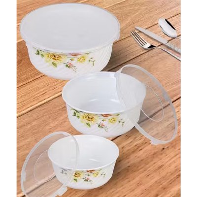 Opalware Microwave Safe Mixing and Serving Bowl with Lid 3 Pc Set - Image 2