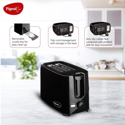 Pigeon 2 Slice Auto Pop up Toaster. A Smart Bread Toaster for Your Home (750 Watts)