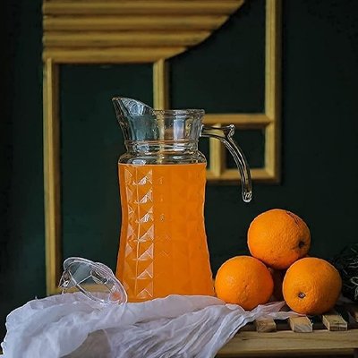 Premium Juice and Water Glass Jug Pitcher with lid, 1.7-Liter, (Dot Jug) - Image 2